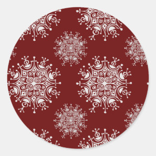 Vintage Weihnachten Schneeflocken Roter Blizzard-M Runder Aufkleber