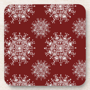 Vintage Weihnachten Schneeflocken Roter Blizzard-M Untersetzer