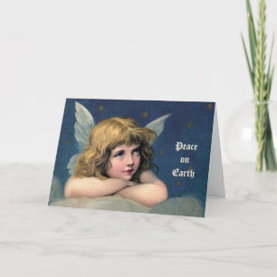 Vintage Weihnachten, schöne Engel mit goldenen Ste Feiertagskarte