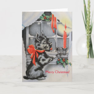 Vintage-Weihnachten Scottie-Hund, Feiertagskarte
