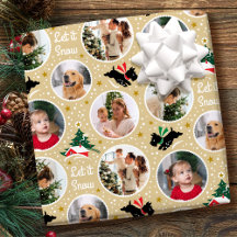 Vintage-Weihnachten-Scottie-Hund-Fotocollage Gold