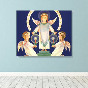 Vintage Weihnachten, skandinavische Santa Lucia En Leinwanddruck