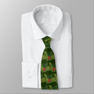 Vintage-Weihnachten-Stechpalme-Antik-Favoriten-Rot Krawatte