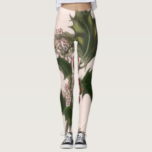 Vintage Weihnachten, Stechpalmenpflanze mit roten Leggings