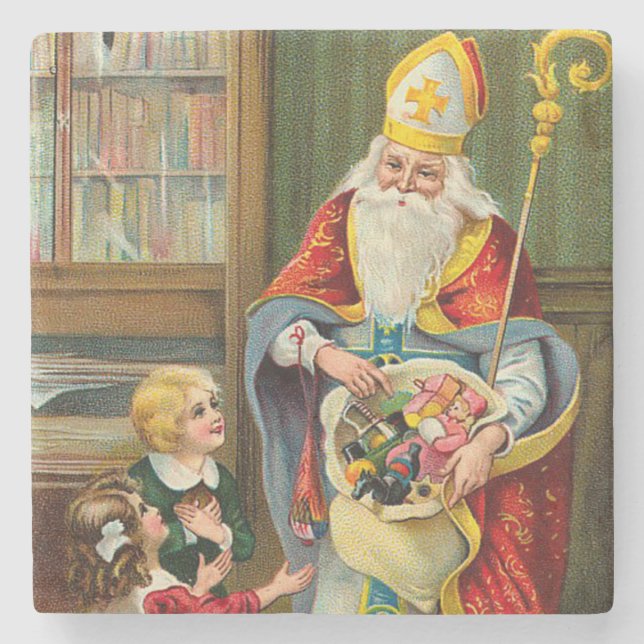 Vintage Weihnachten Steinuntersetzer (Vorderseite)