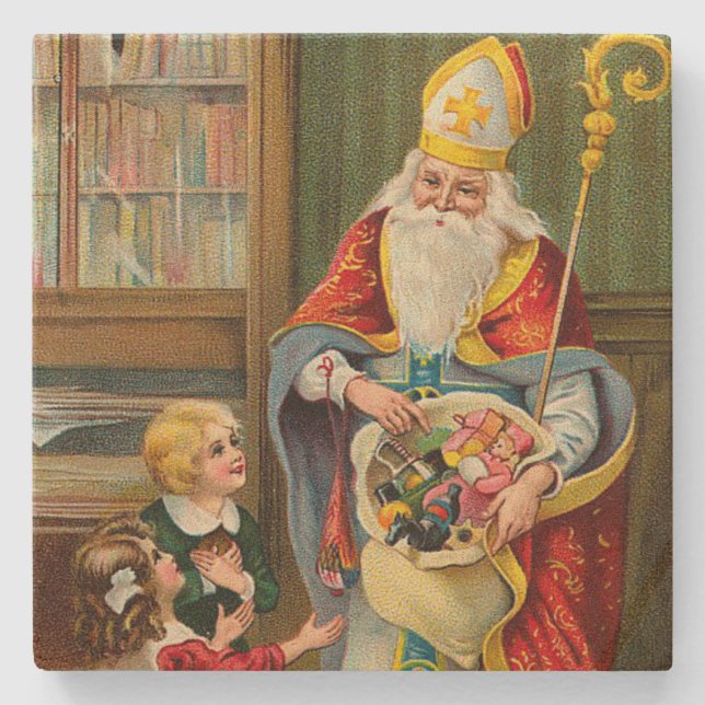 Vintage Weihnachten Steinuntersetzer (Vorderseite)