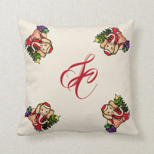 Vintage-Weihnachten Süßer Elefant Monogramm Kissen