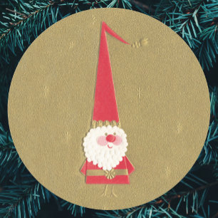 Vintage Weihnachten, süßer Weihnachtsmann-Gnom auf Runder Aufkleber