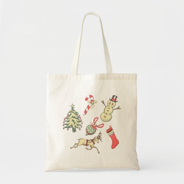 Vintage Weihnachten Tragetasche (Vorne)