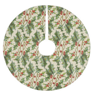 Vintage Weihnachten und Berry Pattern Polyester Weihnachtsbaumdecke