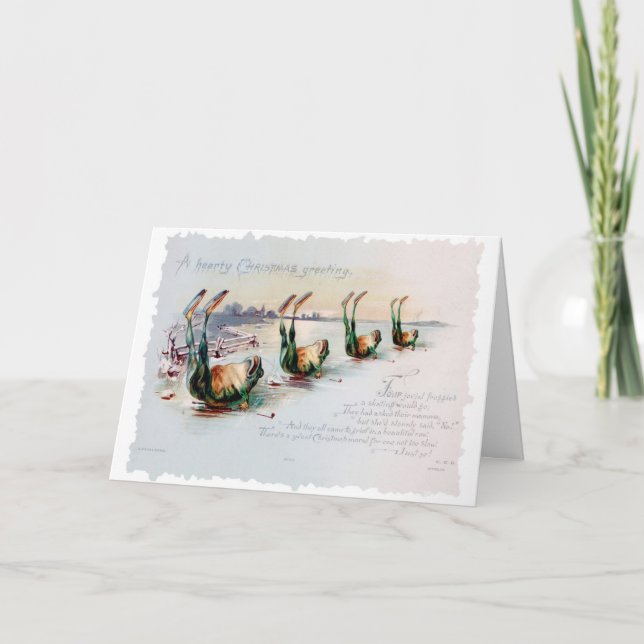 Vintage Weihnachten Viktorianisch Funny Rhyme Card Karte (Vorderseite)