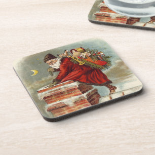 Vintage Weihnachten Viktorianisch St. Nikolaus auf Getränkeuntersetzer