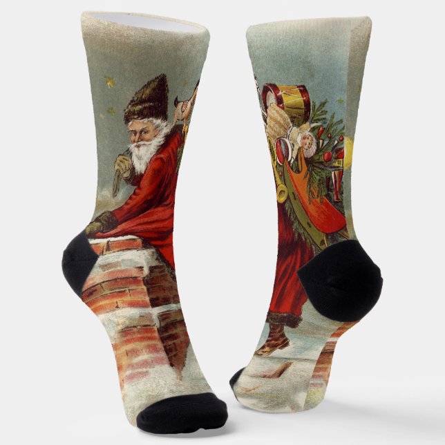 Vintage Weihnachten Viktorianisch St. Nikolaus auf Socken (Gewinkelt)