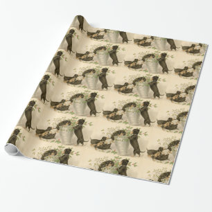 Vintage-Weihnachten viktorianisch süße Dachshund-H Geschenkpapier