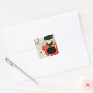 Vintage Weihnachten Viktorianische Dame in Rot Quadratischer Aufkleber