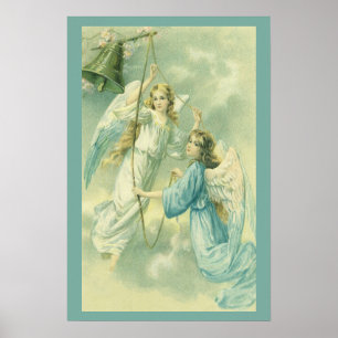 Vintage Weihnachten, viktorianische Engel mit eine Poster