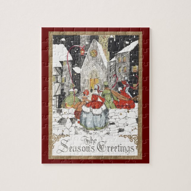 Vintage Weihnachten Viktorianische Menschen gehen  Puzzle (Vertikal)