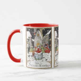 Vintage Weihnachten Viktorianische Menschen gehen  Tasse