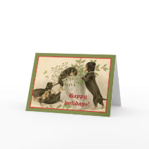 Vintage-Weihnachten viktorianische süße Dachshund-