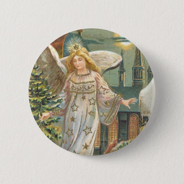Vintage Weihnachten, viktorianischer Engel mit Bau Button (Vorderseite)