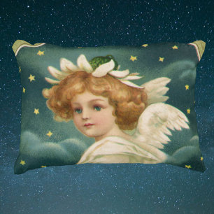 Vintage Weihnachten, viktorianischer Engel mit gol Zierkissen