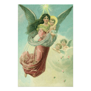 Vintage Weihnachten, viktorianischer Engel mit Jes Poster