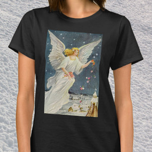 Vintage-Weihnachten viktorianischer Engel mit Ster T-Shirt