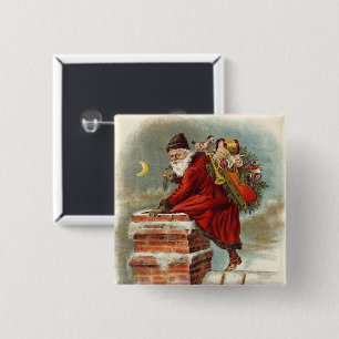 Vintage-Weihnachten viktorianischer Heiliger Nikol Button