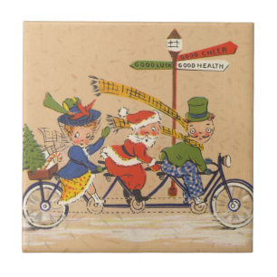Vintage Weihnachten, viktorianischer Weihnachtsman Fliese