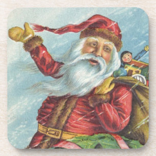 Vintage Weihnachten, viktorianischer Weihnachtsman Getränkeuntersetzer