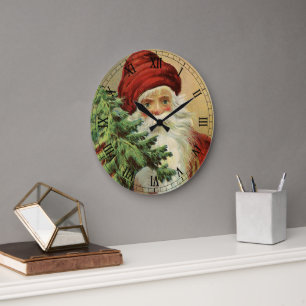 Vintage Weihnachten, viktorianischer Weihnachtsman Große Wanduhr