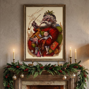 Vintage Weihnachten, viktorianischer Weihnachtsman Poster
