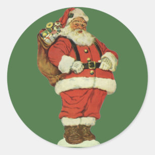 Vintage Weihnachten, viktorianischer Weihnachtsman Runder Aufkleber