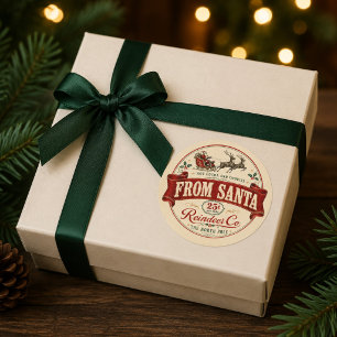 Vintage-Weihnachten-von-Santa-Geschenkanhänger Runder Aufkleber