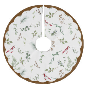 Vintage-Weihnachten-Wasserfarbe-Botanik-Geschweift Polyester Weihnachtsbaumdecke