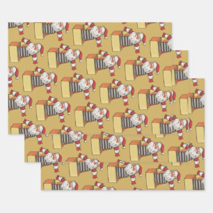 Vintage Weihnachten, Weihnachtsmann als Jack in th Geschenkpapier Set