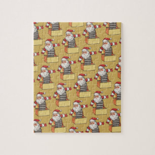 Vintage Weihnachten, Weihnachtsmann als Jack in th Puzzle