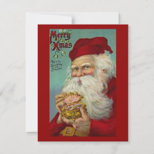 Vintage Weihnachten, Weihnachtsmann, Falscher Glan Feiertagskarte