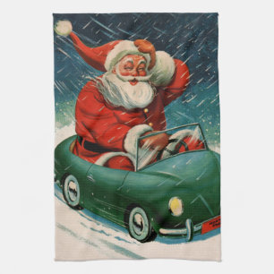 Vintage Weihnachten, Weihnachtsmann in einem süßen Geschirrtuch