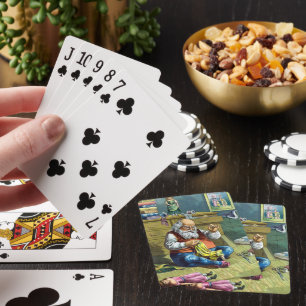 Vintage Weihnachten, Weihnachtsmann macht Spielzeu Spielkarten