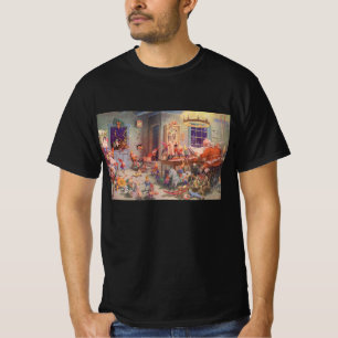 Vintage Weihnachten, Weihnachtsmann mit Elfen-Werk T-Shirt