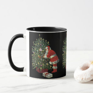 Vintage Weihnachten, Weihnachtsmann mit Geschenken Tasse