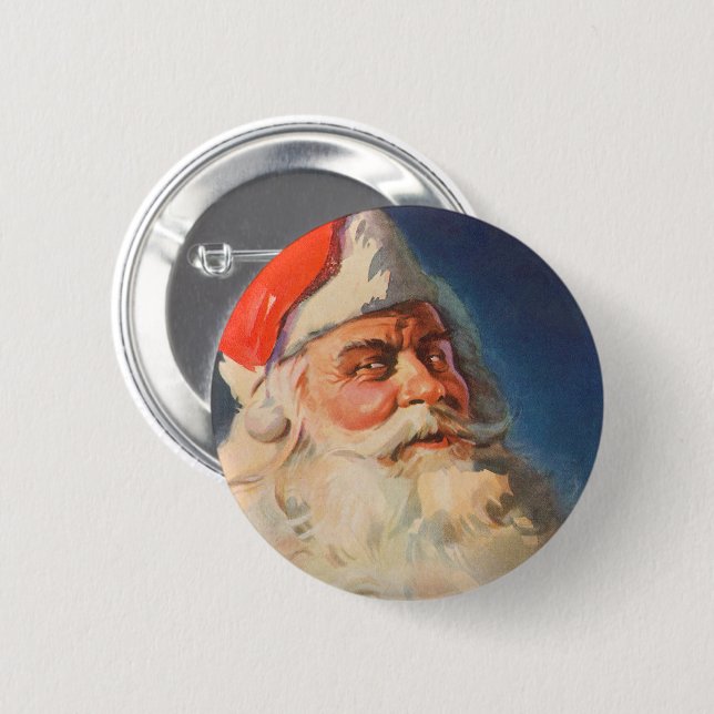 Vintage Weihnachten, Weihnachtsmann Naughty Nice L Button (Vorne & Hinten)