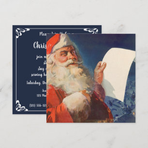 Vintage Weihnachten, Weihnachtsmann Naughty Nice L Einladung
