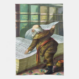 Vintage Weihnachten, Weihnachtsmann Naughty Nice L Geschirrtuch