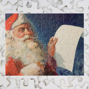 Vintage-Weihnachten, Weihnachtsmann Naughty Nice L Puzzle