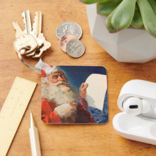 Vintage-Weihnachten, Weihnachtsmann Naughty Nice L Schlüsselanhänger
