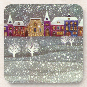 Vintage-Weihnachten, Weihnachtsmann Pferdeschlitte Getränkeuntersetzer