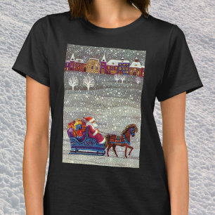 Vintage Weihnachten, Weihnachtsmann Pferdeschlitte T-Shirt