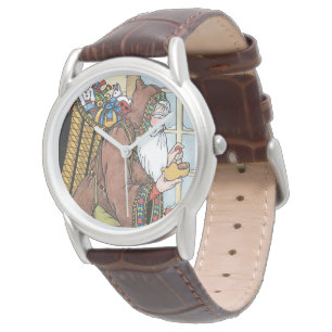 Vintage Weihnachten, Weihnachtsmann Spielzeug Holz Armbanduhr